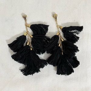 Black Tassel Chandelier Earrings